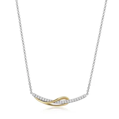 Elle Confluence Gold Plated Two Tone Pear Shape Bar Necklace