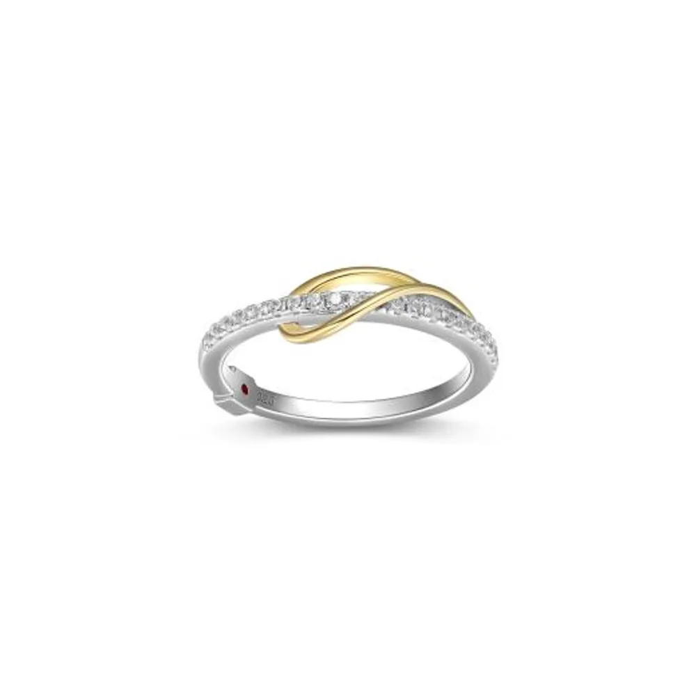 Elle Confluence Gold Plated Two Tone Pear Shape Ring with Cubic Zirconia