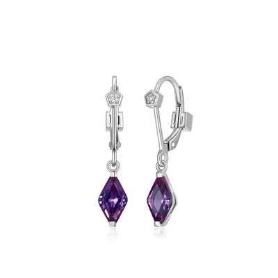 Elle Etoile Sterling Silver with Marquise Sapphire & Diamond Dangle Earrings
