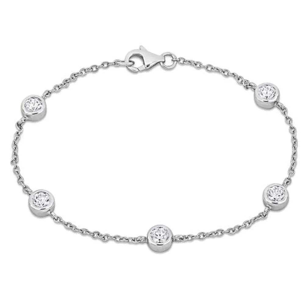 Julianna B Sterling Silver Cubic Zirconia Station Bracelet