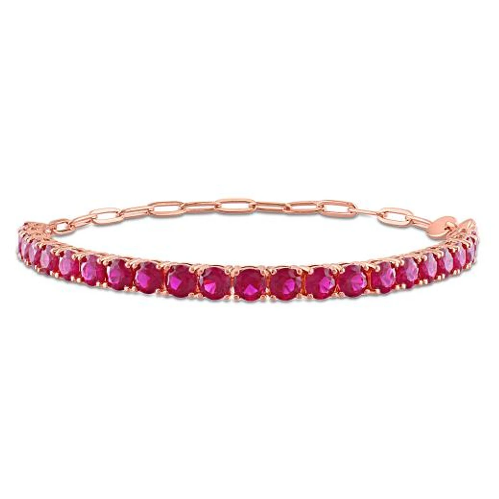 Julianna B Sterling Silver Rose Plated Red Cubic Zirconia Tennis Bracelet