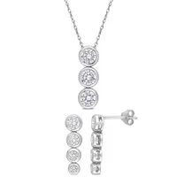 Julianna B Sterling Silver Cubic Zirconia Earring and Necklace Set