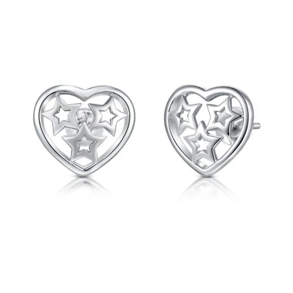 Sterling Silver Heart Star Earrings