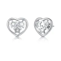 Sterling Silver Heart Star Earrings