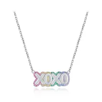 Sterling Silver Rainbow Cubic Zirconia 19" Hugs & Kisses Necklace