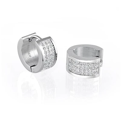 Italgem 3-Row Cubic Zirconia Pave Huggie Earrings