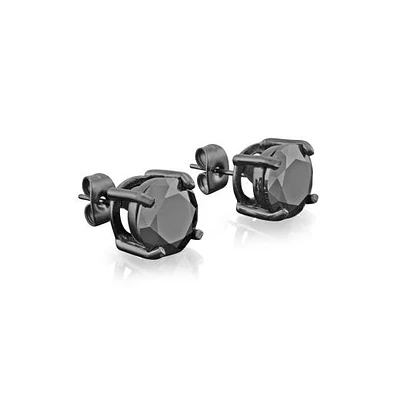 Italgem Black Cubic Zirconia Stud Earrings