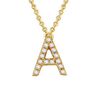 Bella Moda 10K Yellow Gold 0.10CTW Diamond Initial "A" Necklace