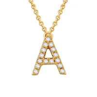 Bella Moda 10K Yellow Gold 0.10CTW Diamond Initial "A" Necklace