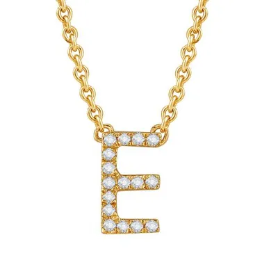 Bella Moda 10K Yellow Gold 0.10CTW Diamond Initial "E" Necklace