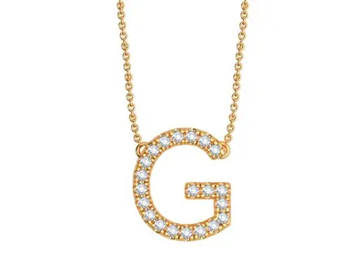 Bella Moda 10K Yellow Gold 0.11CTW Diamond Initial "G" Necklace