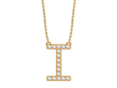 Bella Moda 10K Yellow Gold 0.10CTW Diamond Initial "I" Necklace