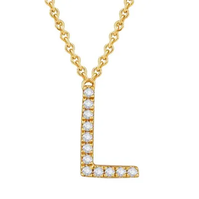 Bella Moda 10K Yellow Gold 0.10CTW Diamond Initial "L" Necklace