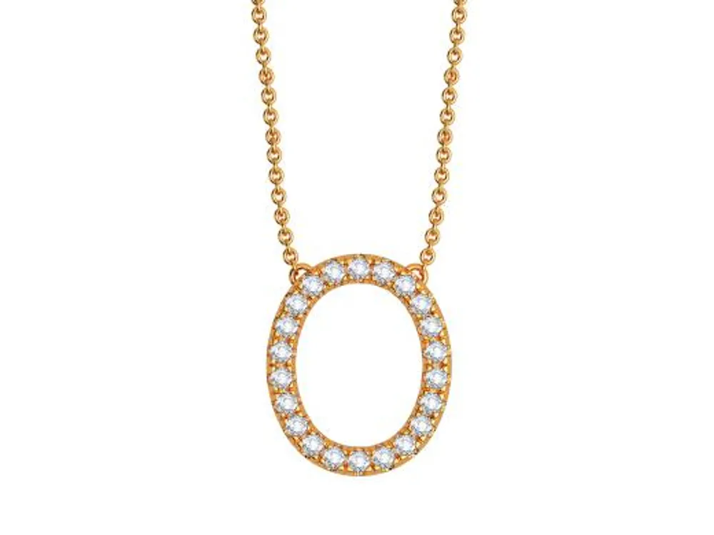 Bella Moda 10K Yellow Gold 0.10CTW Diamond Initial "O" Necklace