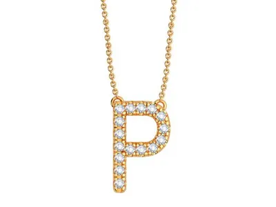 Bella Moda 10K Yellow Gold 0.10CTW Diamond Initial "P" Necklace
