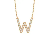 Bella Moda 10K Yellow Gold 0.10CTW Diamond Initial "W" Necklace