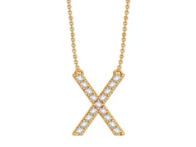 Bella Moda 10K Yellow Gold 0.10CTW Diamond Initial "X" Necklace