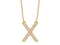 Bella Moda 10K Yellow Gold 0.10CTW Diamond Initial "X" Necklace