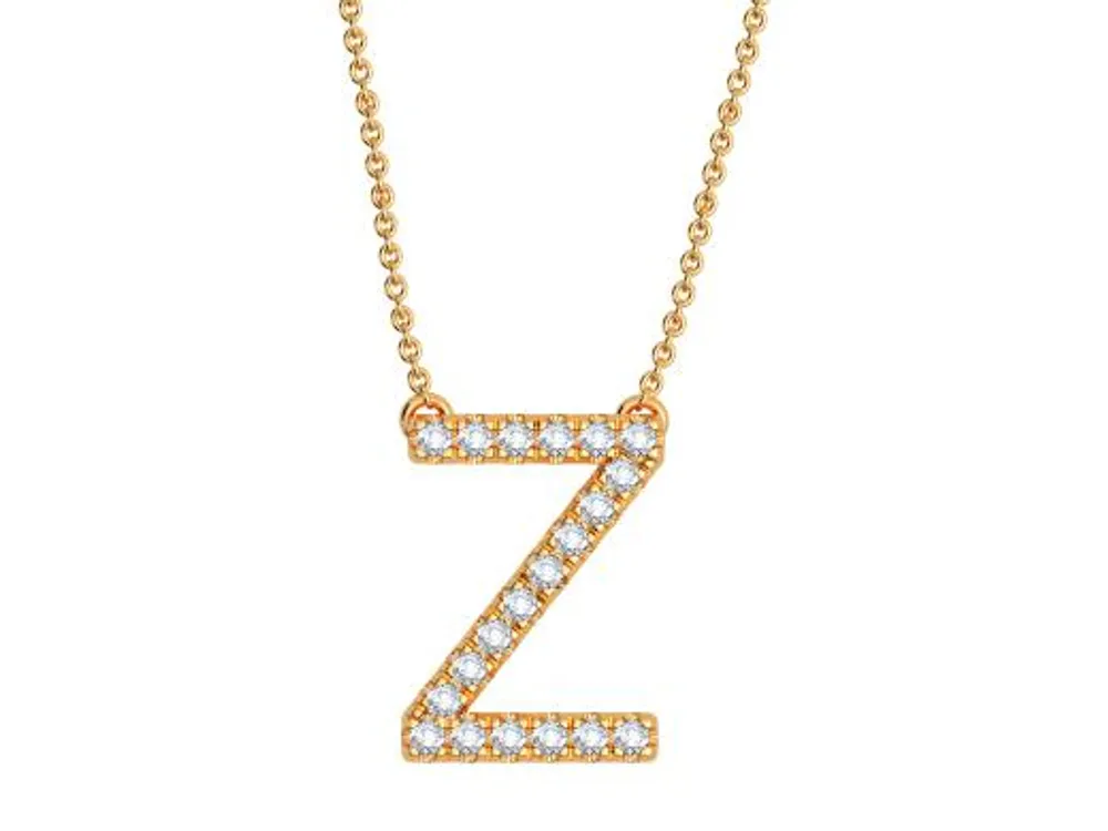 Bella Moda 10K Yellow Gold 0.10CTW Diamond Initial "Z" Necklace