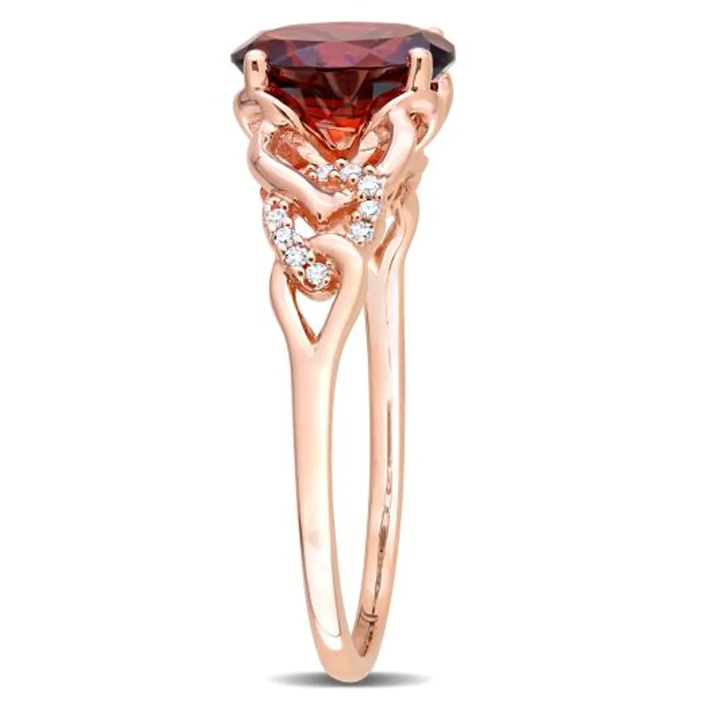 Julianna B 10K Rose Gold Garnet and Diamond Ring