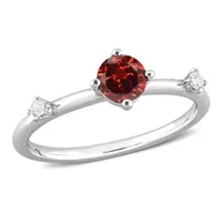 Julianna B Sterling Silver Garnet and White Topaz Ring