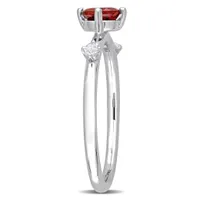 Julianna B Sterling Silver Garnet and White Topaz Ring