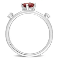 Julianna B Sterling Silver Garnet and White Topaz Ring