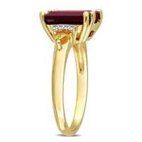 Julianna B Sterling Silver Yellow Plated Garnet, Citrine and Diamond Ring