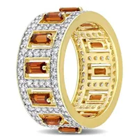 Julianna B Sterling Silver Yellow Plated Garnet and White Topaz Eternity Ring