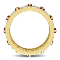 Julianna B Sterling Silver Yellow Plated Garnet and White Topaz Eternity Ring