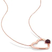 Julianna B 10K Rose Gold Garnet Heart Pendant