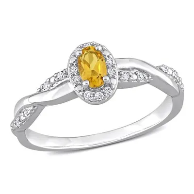 Julianna B Sterling Silver Citrine and Diamond Ring