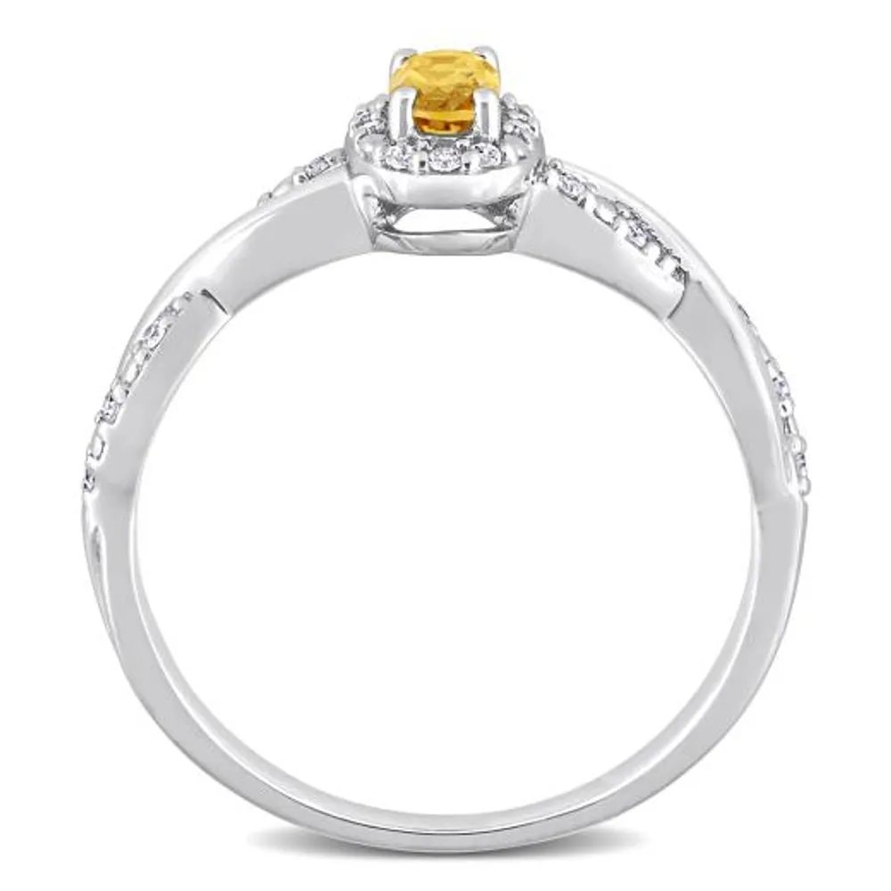 Julianna B Sterling Silver Citrine and Diamond Ring