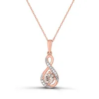 10K Rose Gold Morganite and Diamond Infinity 17" Pendant