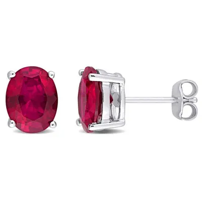 Julianna B Sterling Silver Created Ruby Stud Earrings