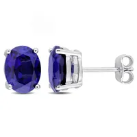 Julianna B Sterling Silver Created Sapphire Stud Earrings