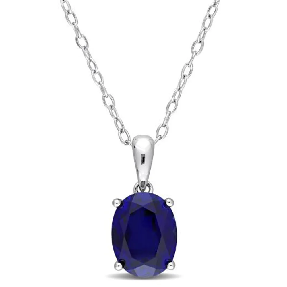 Julianna B Sterling Silver Created Sapphire Pendant