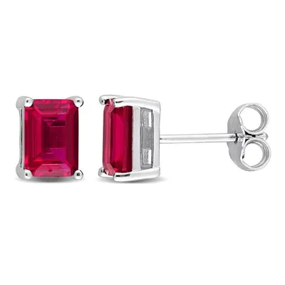 Julianna B Sterling Silver Created Ruby Stud Earrings