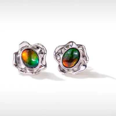 Korite Bloom Sterling Silver Ammolite Earrings