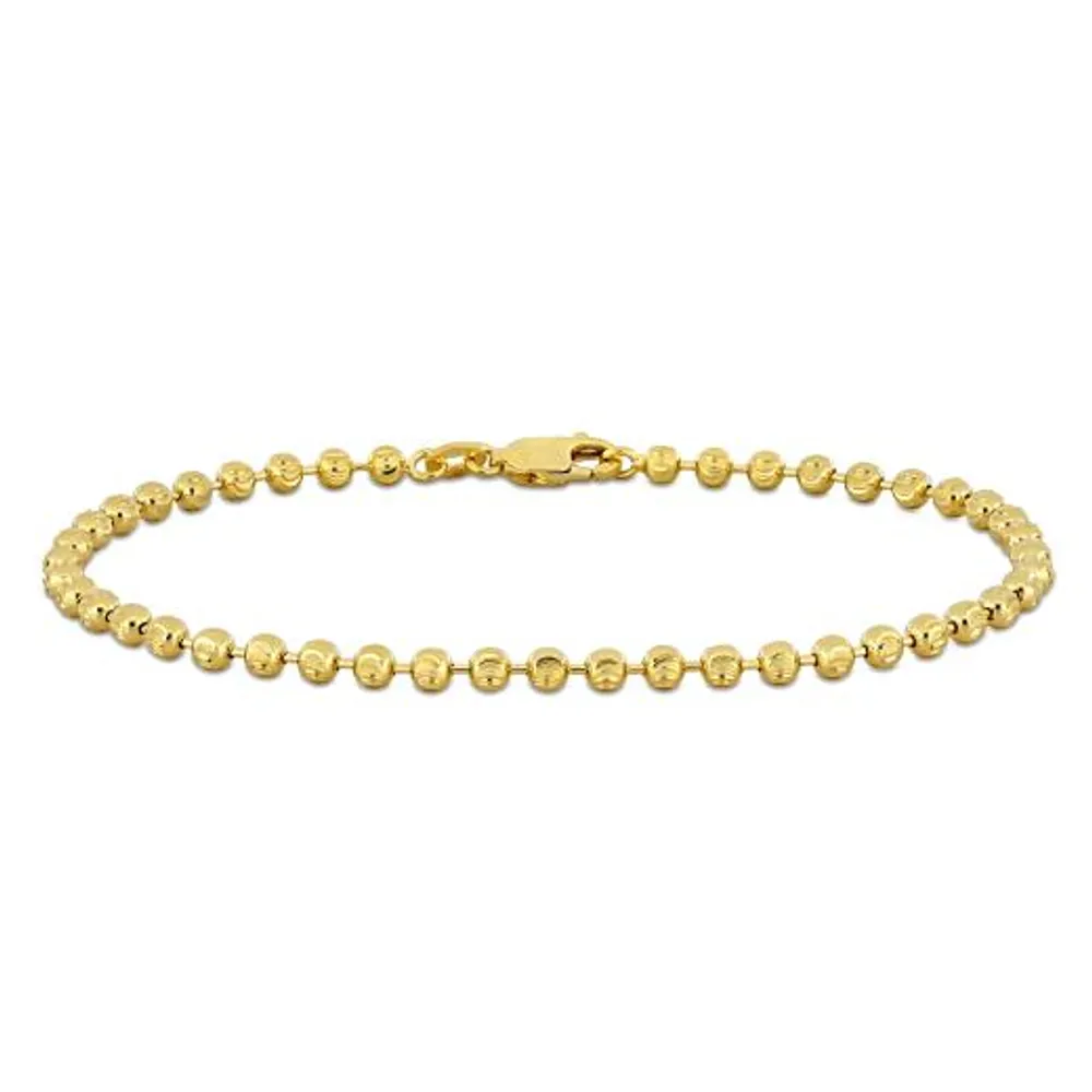 Julianna B 10K Yellow Gold 9" 3MM Diamond Cut Ball Link Anklet