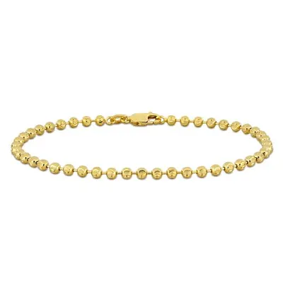 Julianna B 10K Yellow Gold 9" 3MM Diamond Cut Ball Link Anklet