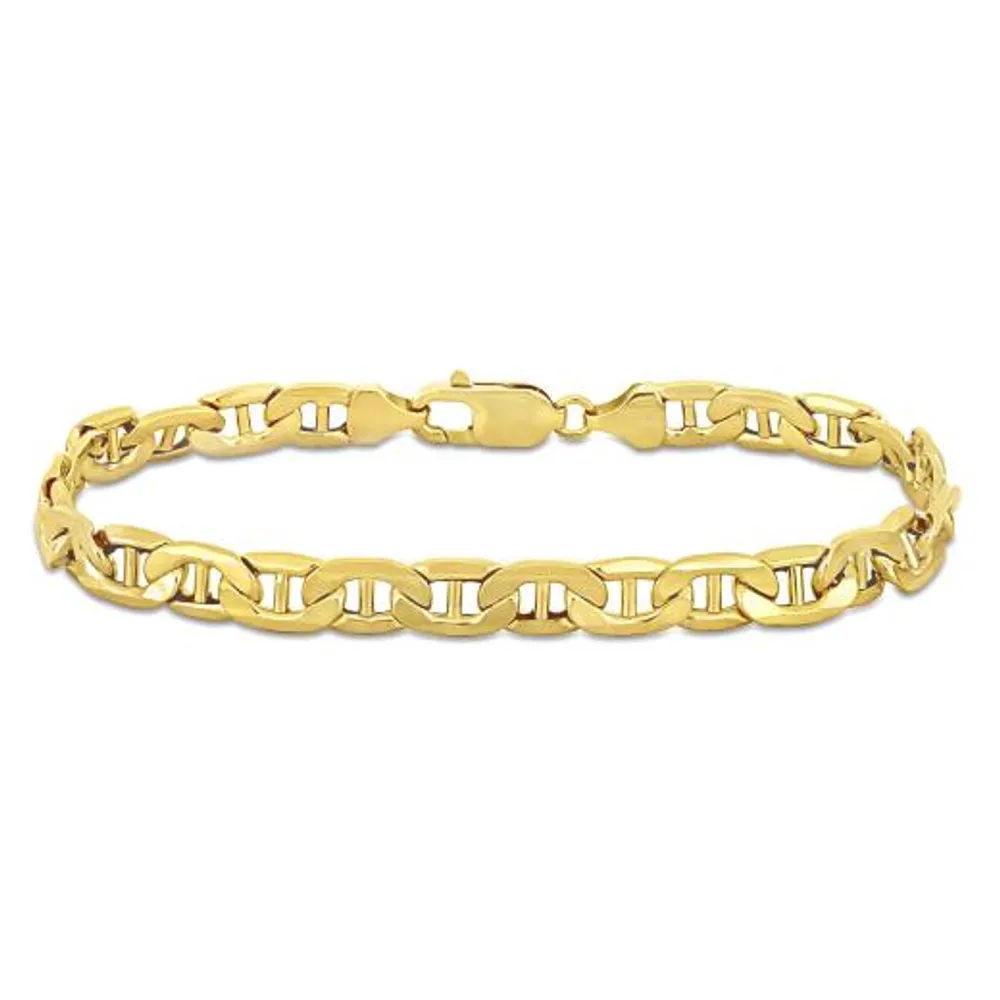 Julianna B 10K Yellow Gold 9" 7MM Mariner Link Bracelet