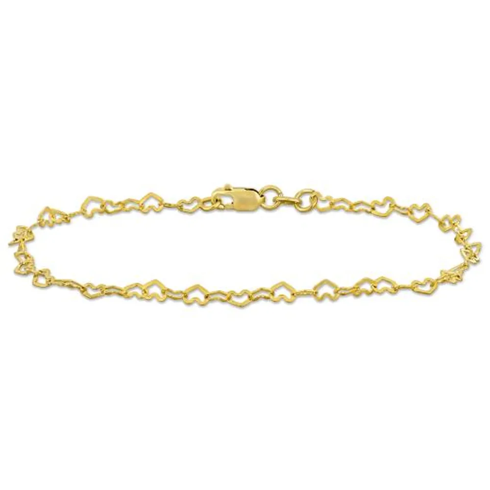 Julianna B 14K Yellow Gold 9" 3mm Heart Link Anklet