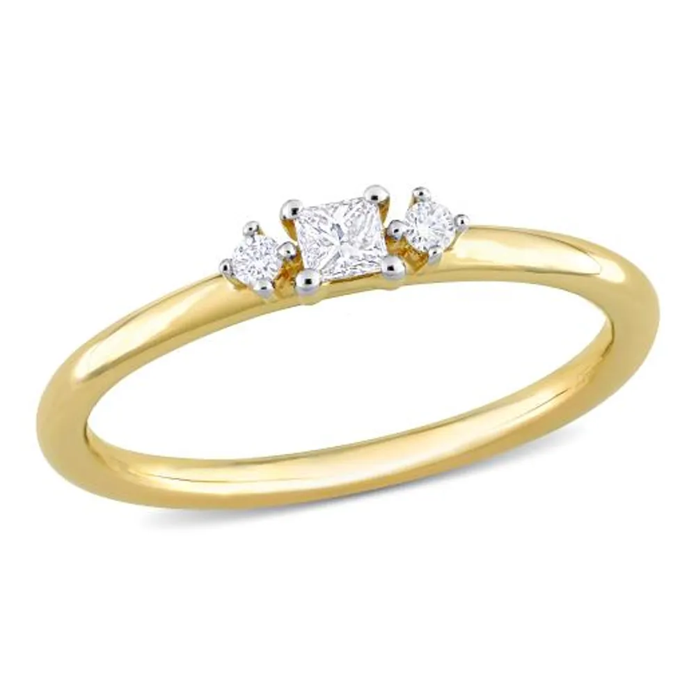Julianna B 14K Yellow Gold 0.15CTW Diamond Three-Stone Ring