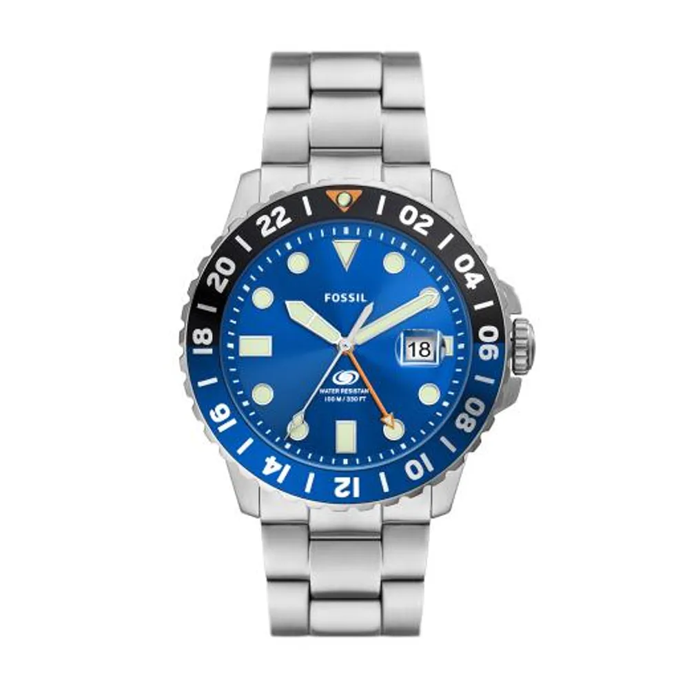 Fossil Men's Blue Stainless Steel GMT Watch
