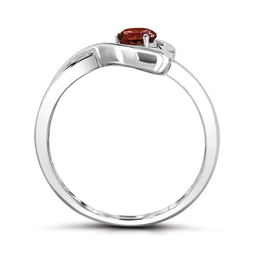 Sterling Silver Garnet Infinity Heart Ring