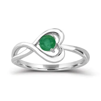 Sterling Silver Emerald Infinity Heart Ring