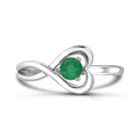 Sterling Silver Emerald Infinity Heart Ring