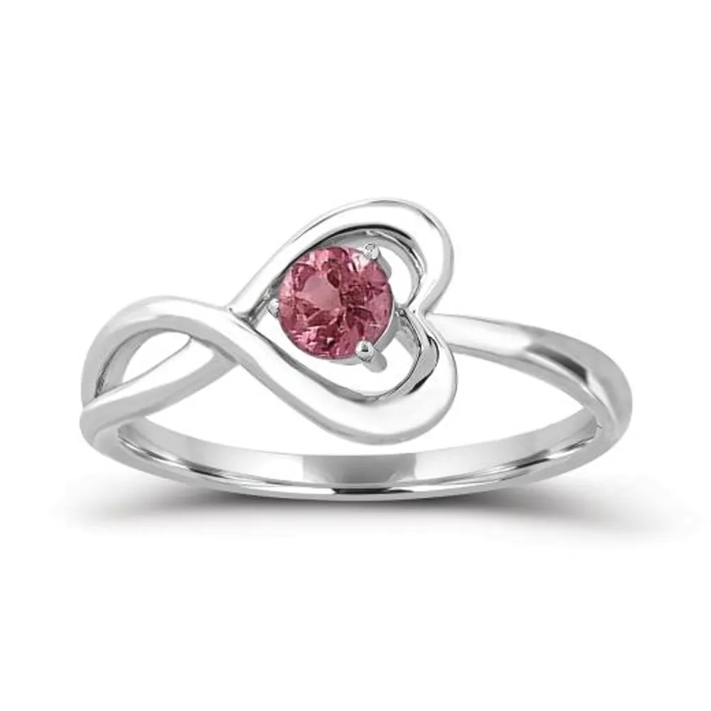 Sterling Silver Pink Tourmaline Infinity Heart Ring