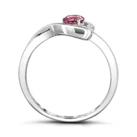 Sterling Silver Pink Tourmaline Infinity Heart Ring